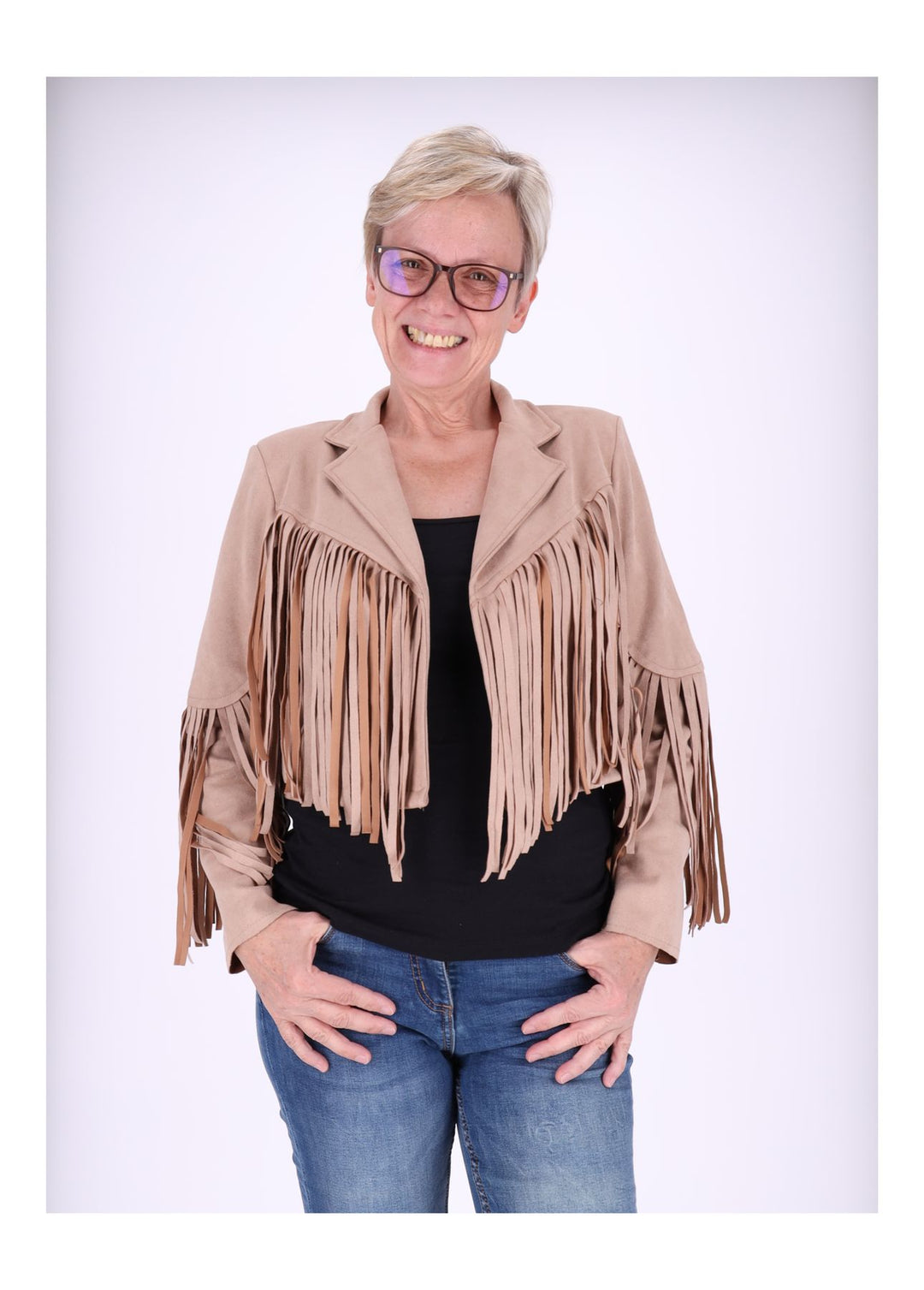 Splash of Color Fakelederjacke Fransen