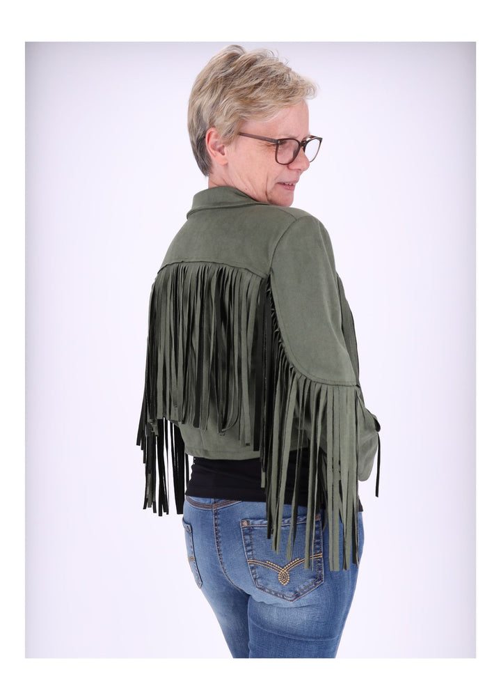 Splash of Color Fakelederjacke Fransen