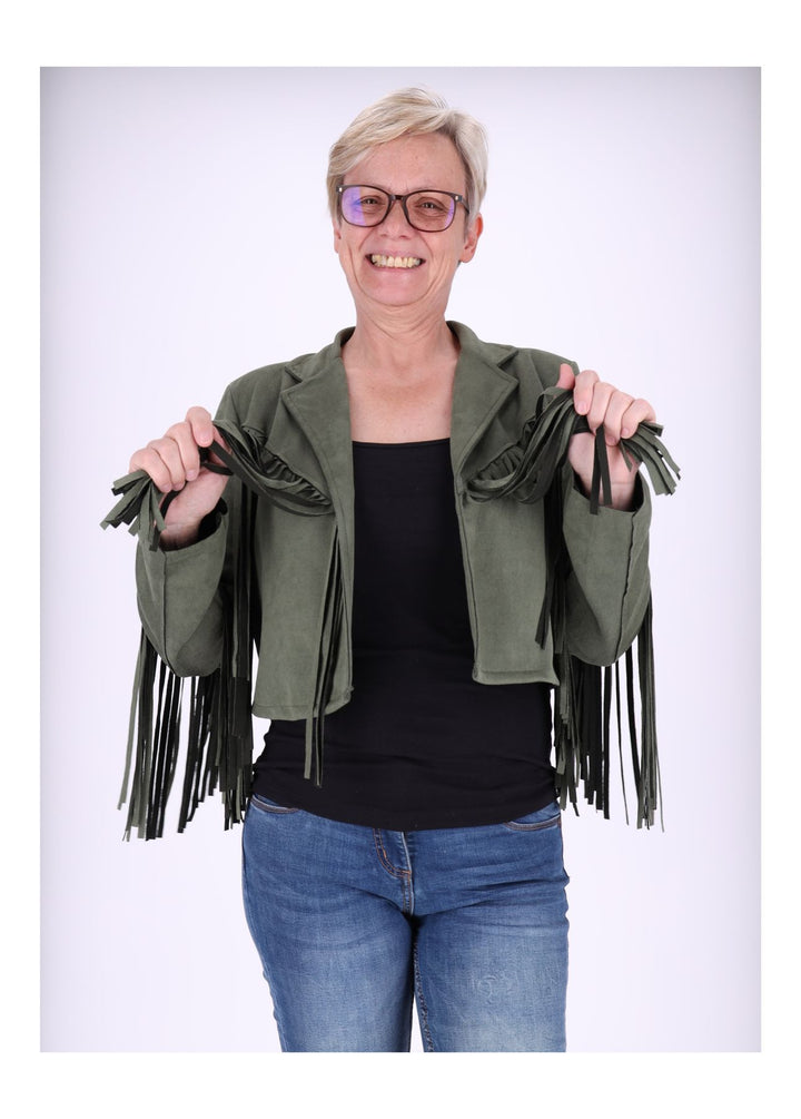 Splash of Color Fakelederjacke Fransen