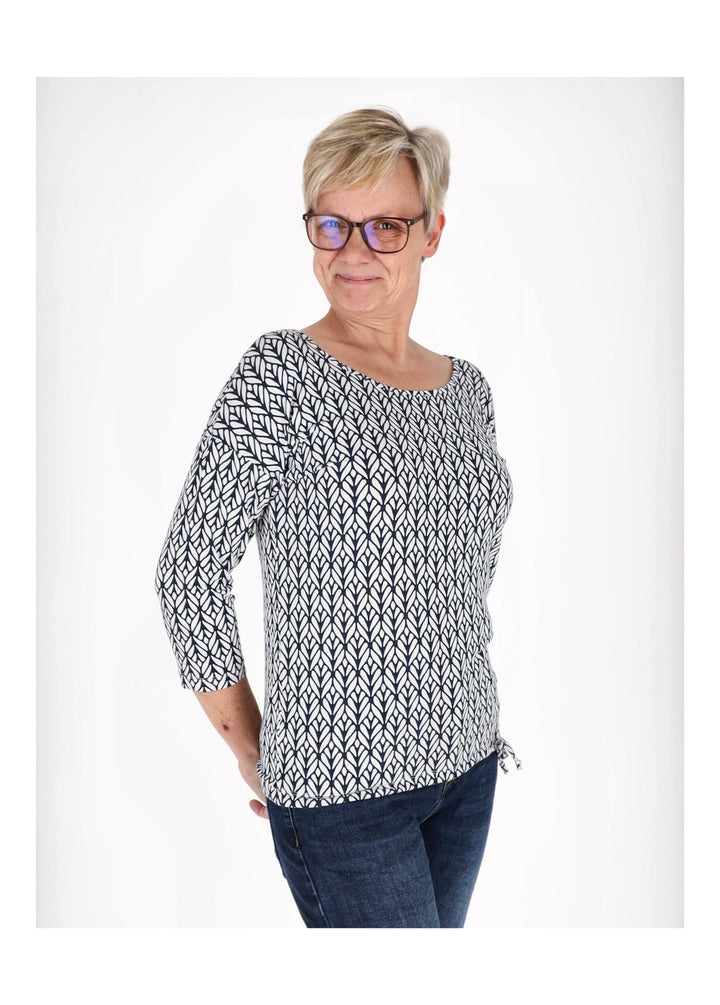25 Damen-Shirt mit 3/4-Arm Blattprint