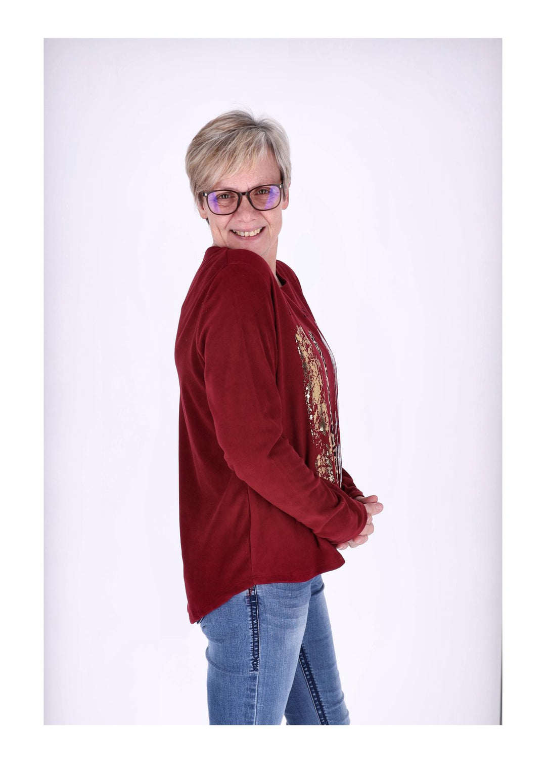 Splash of Color Damen Shirt Veloursoptik