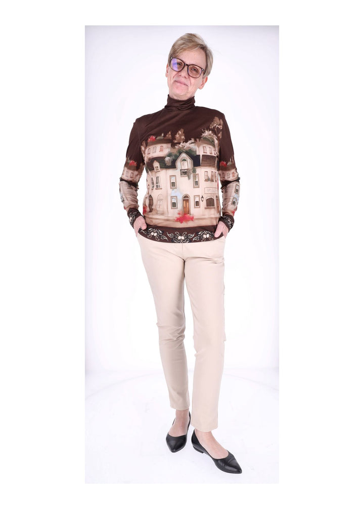 Splash of Color Rollkragen Shirt Damen