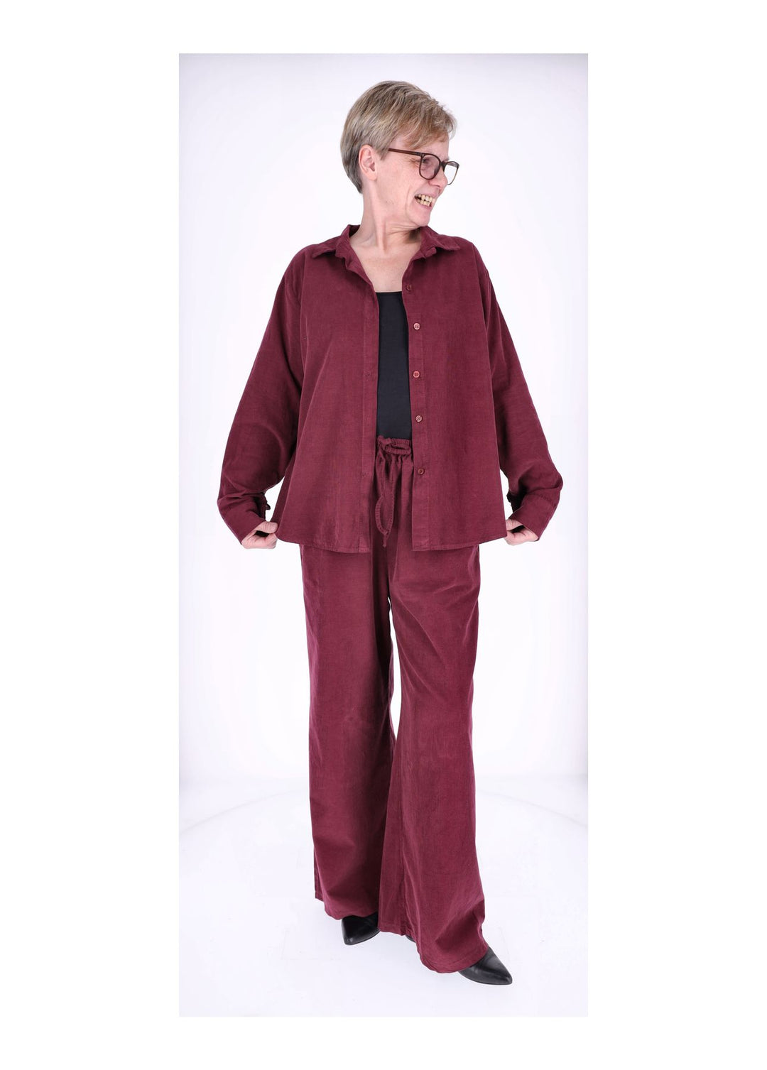 Cord-Bluse Damen Splash of Color