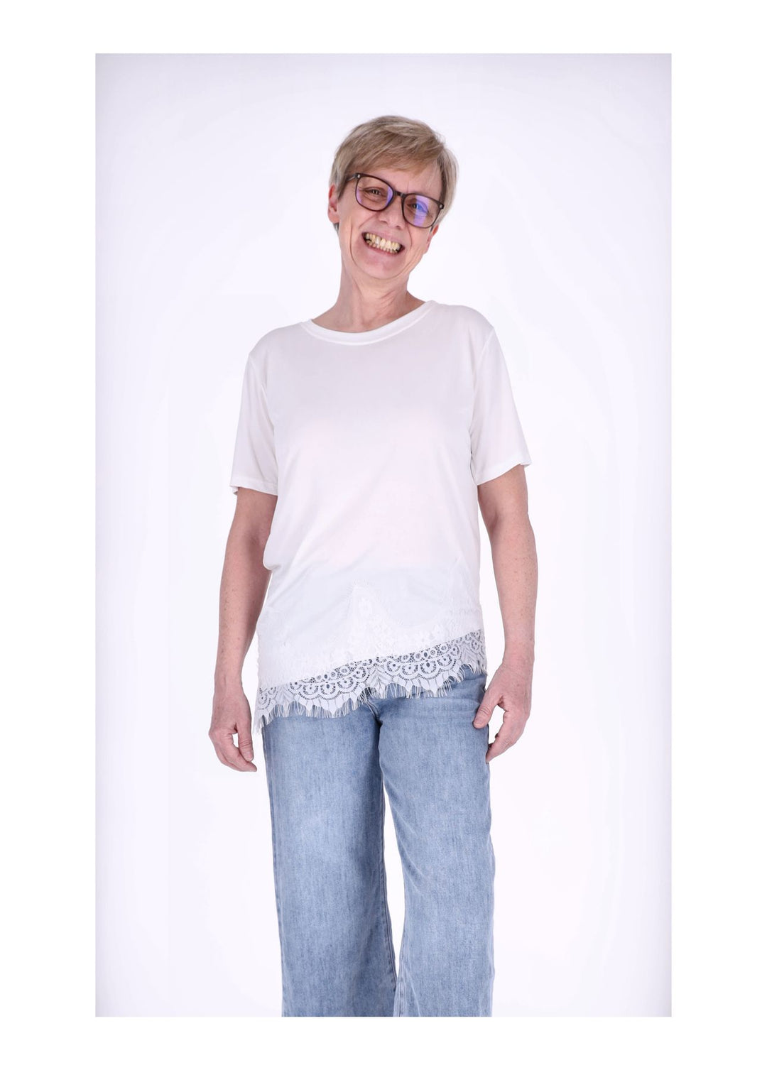 Splash of Color Damen T-Shirt mit Spitze