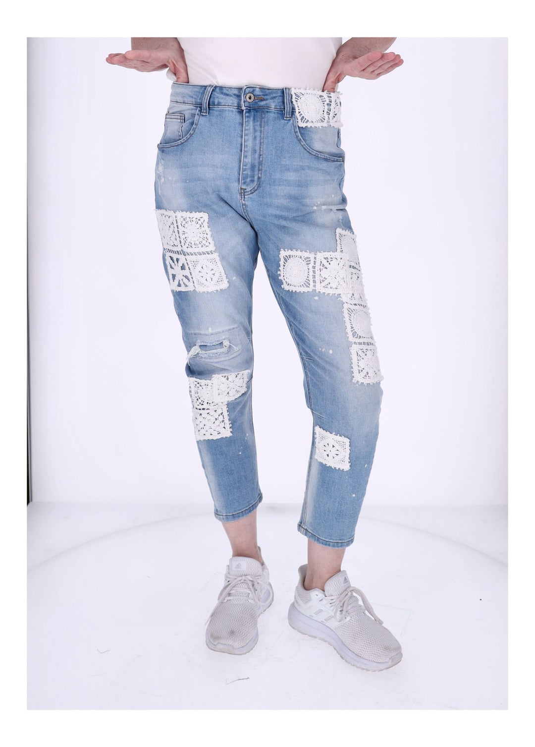 Jeans Damen Häkelaufnäher