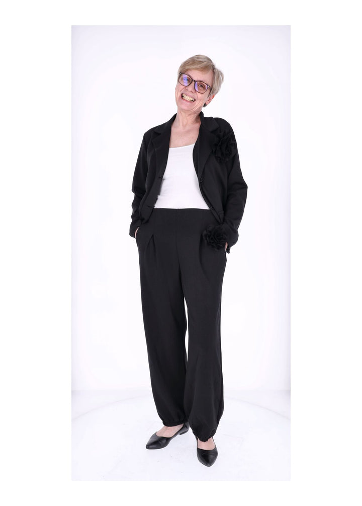 Splash of Color Damen Blazer mit Ansteckblüte