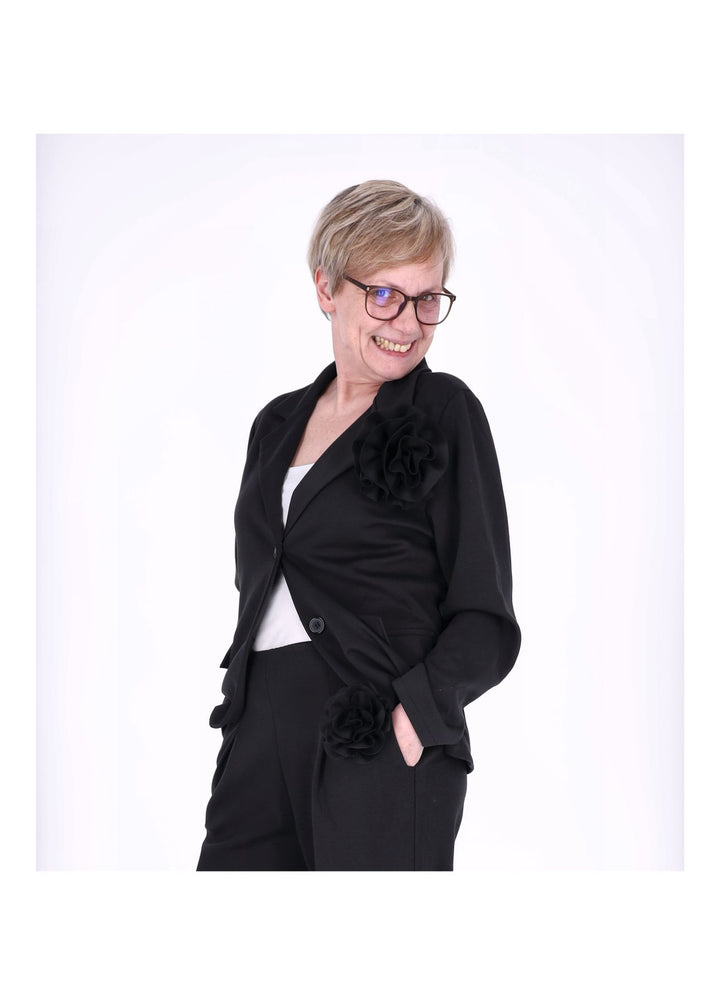 Splash of Color Damen Blazer mit Ansteckblüte