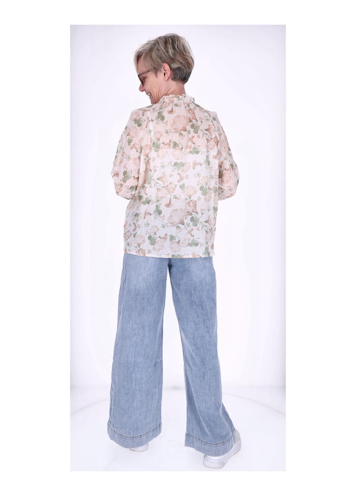 Splash of Color Bluse Damen Langarm