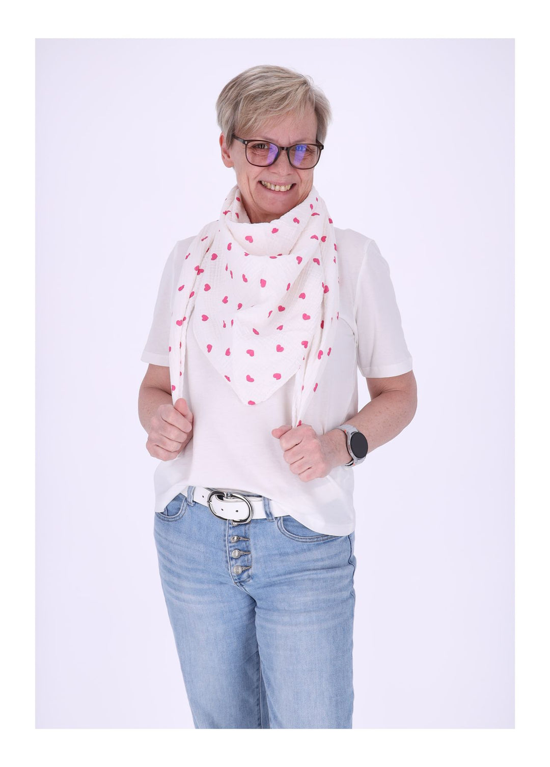 Dreieckstuch Musselin kleine Herzen