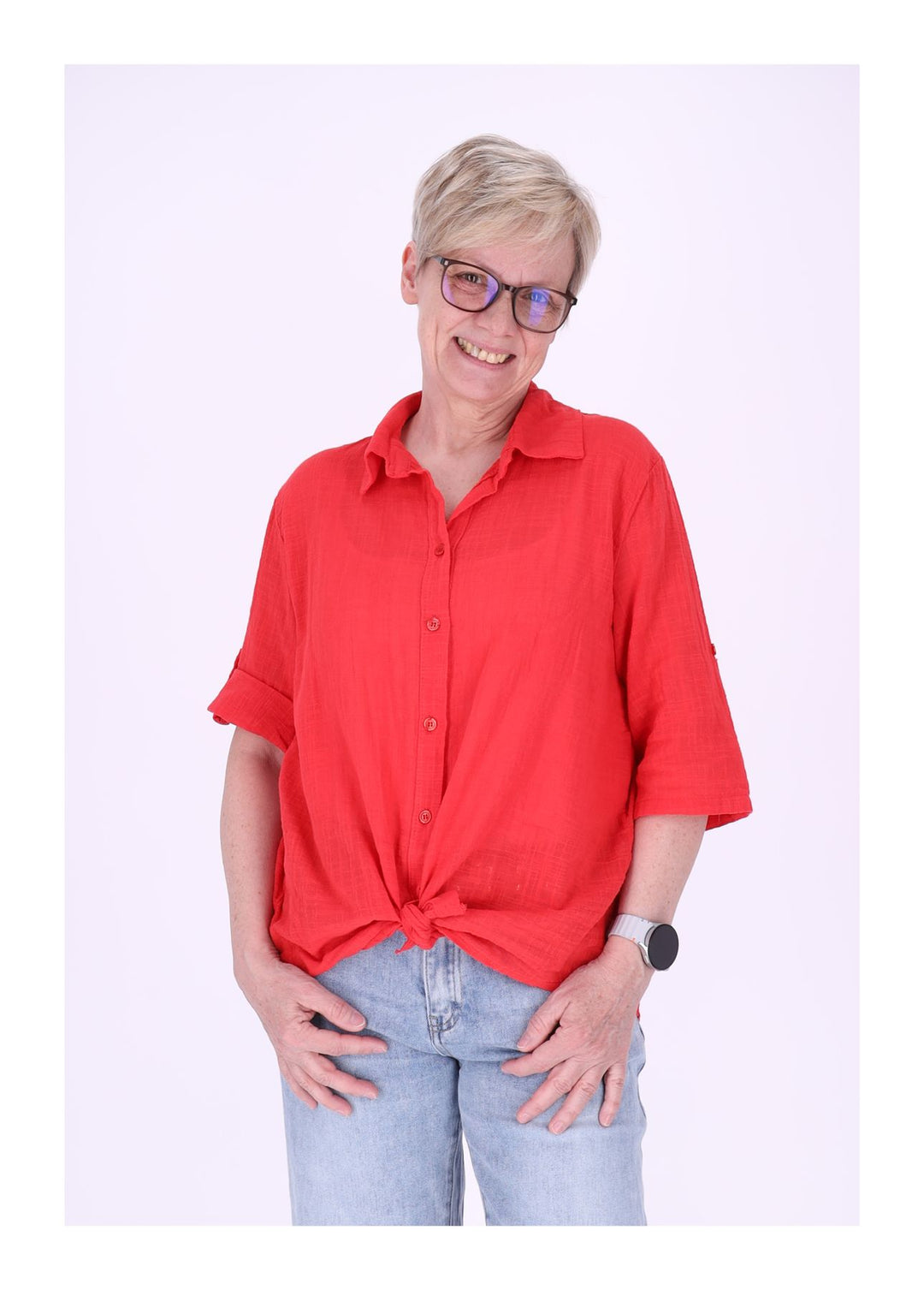 Splash of Color Leinenbluse Damen