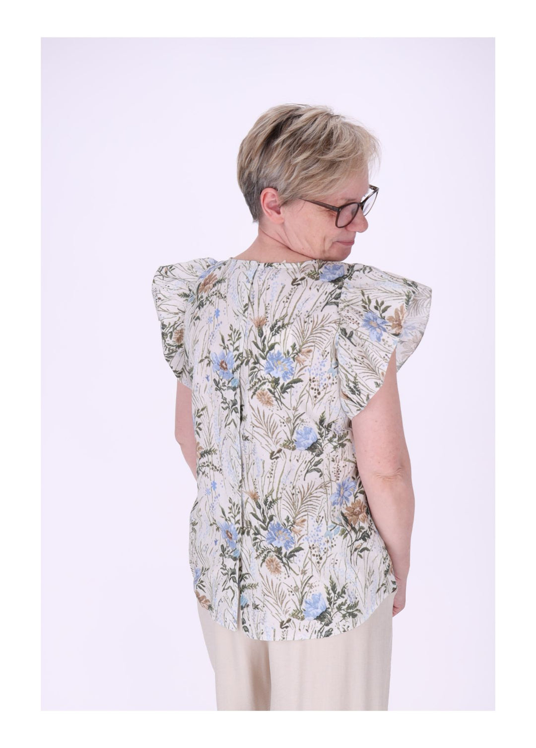 Vanessa Damen T-Shirt mit Rüschenärmeln