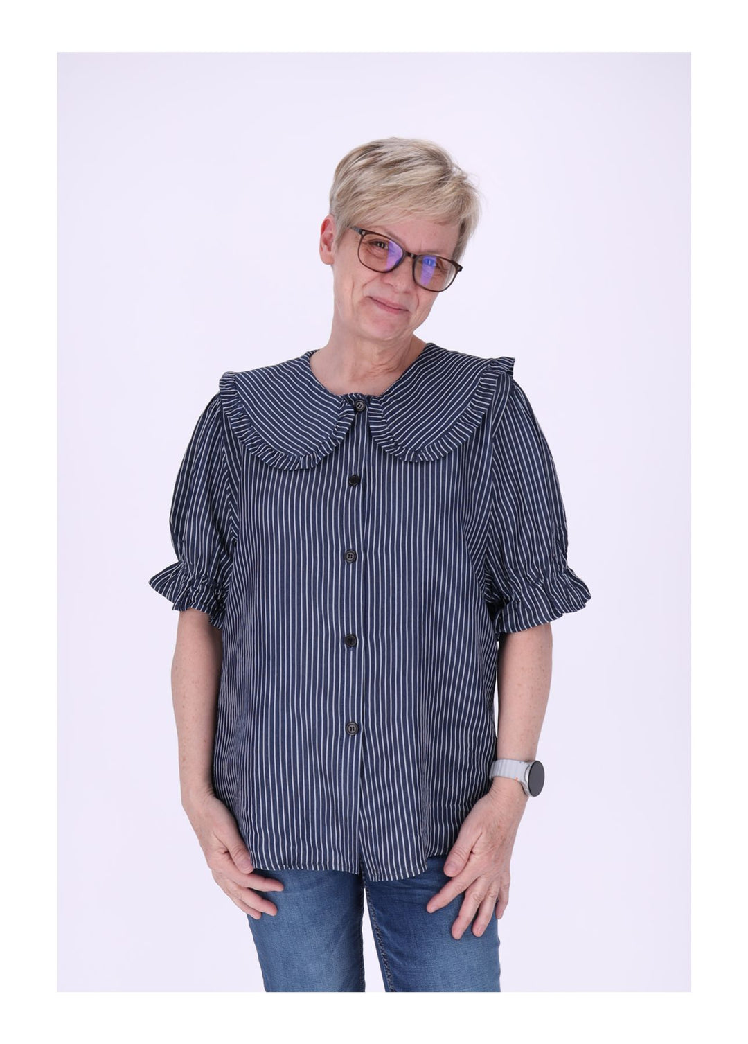 Splash of Color Bluse Jeansoptik Streifen