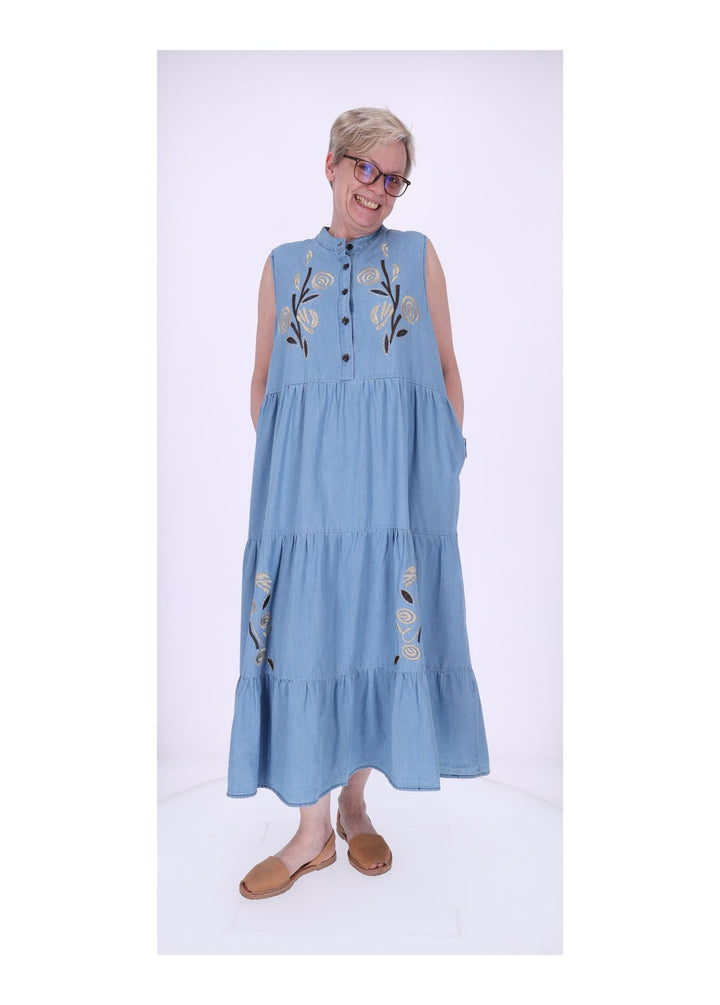 Splash of Color Jeans Kleid Damen