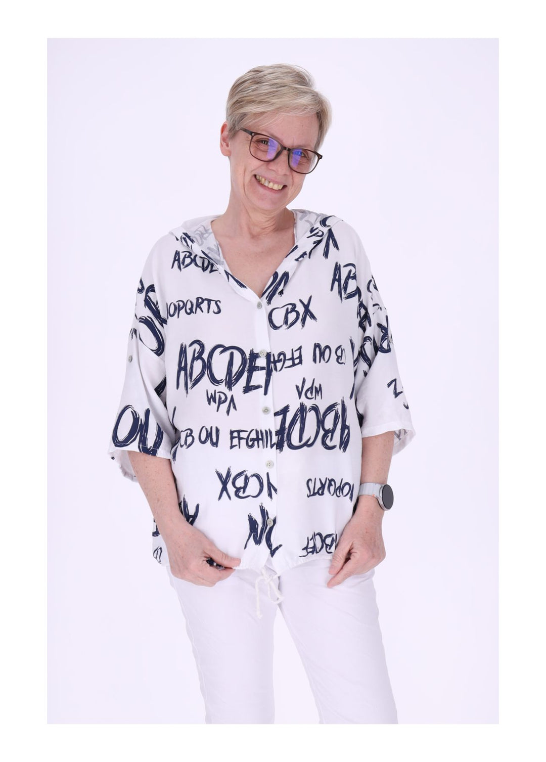 Splash of Color Bluse mit Kapuze