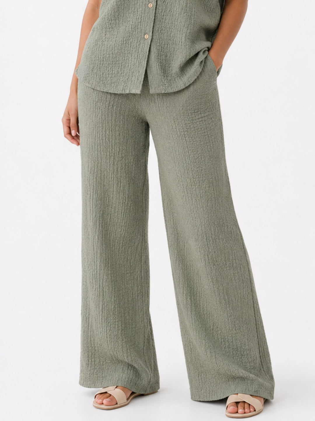 Authentic Style Damenhose Crinkle Optik