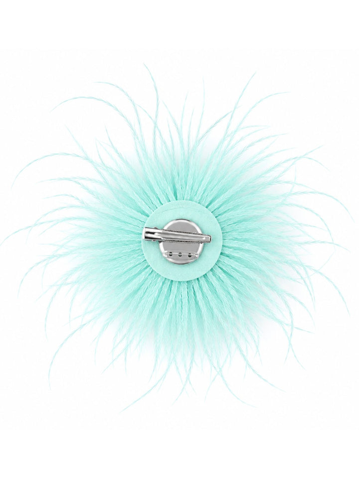 Federblüte Haarclip und Brosche aqua