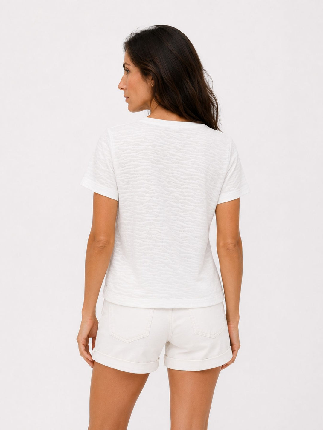 T-Shirt Damen Boxy-Schnitt Strukturmaterial