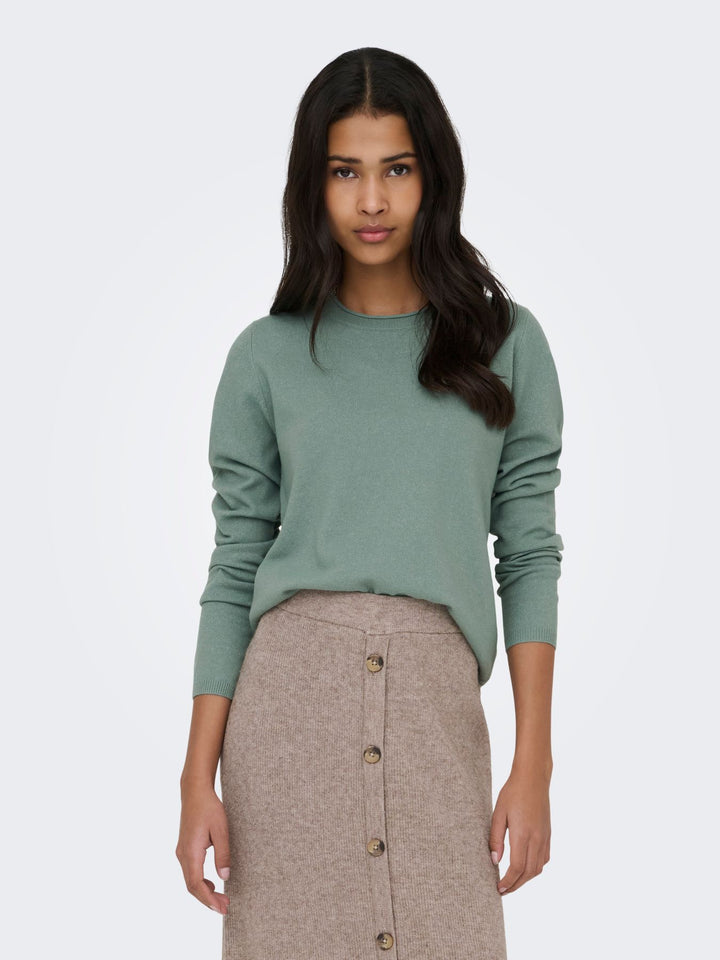 Strickpulli Damen ONLLOYAL LS ONECK KNT NOOS Chinois Green