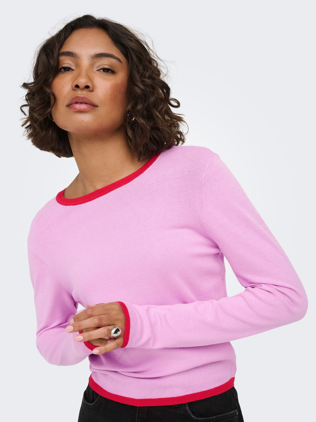 ONLCONTA LS DETAIL O-NECK CC KNT True Red/Phalaenopsis