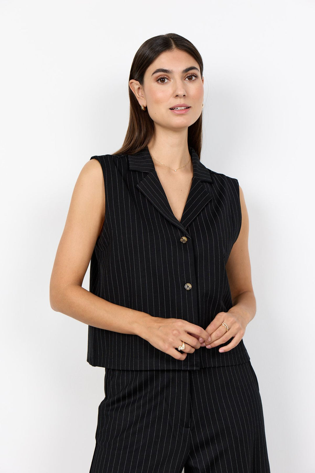 Weste Damen Nadelstreifen scharfes Revers