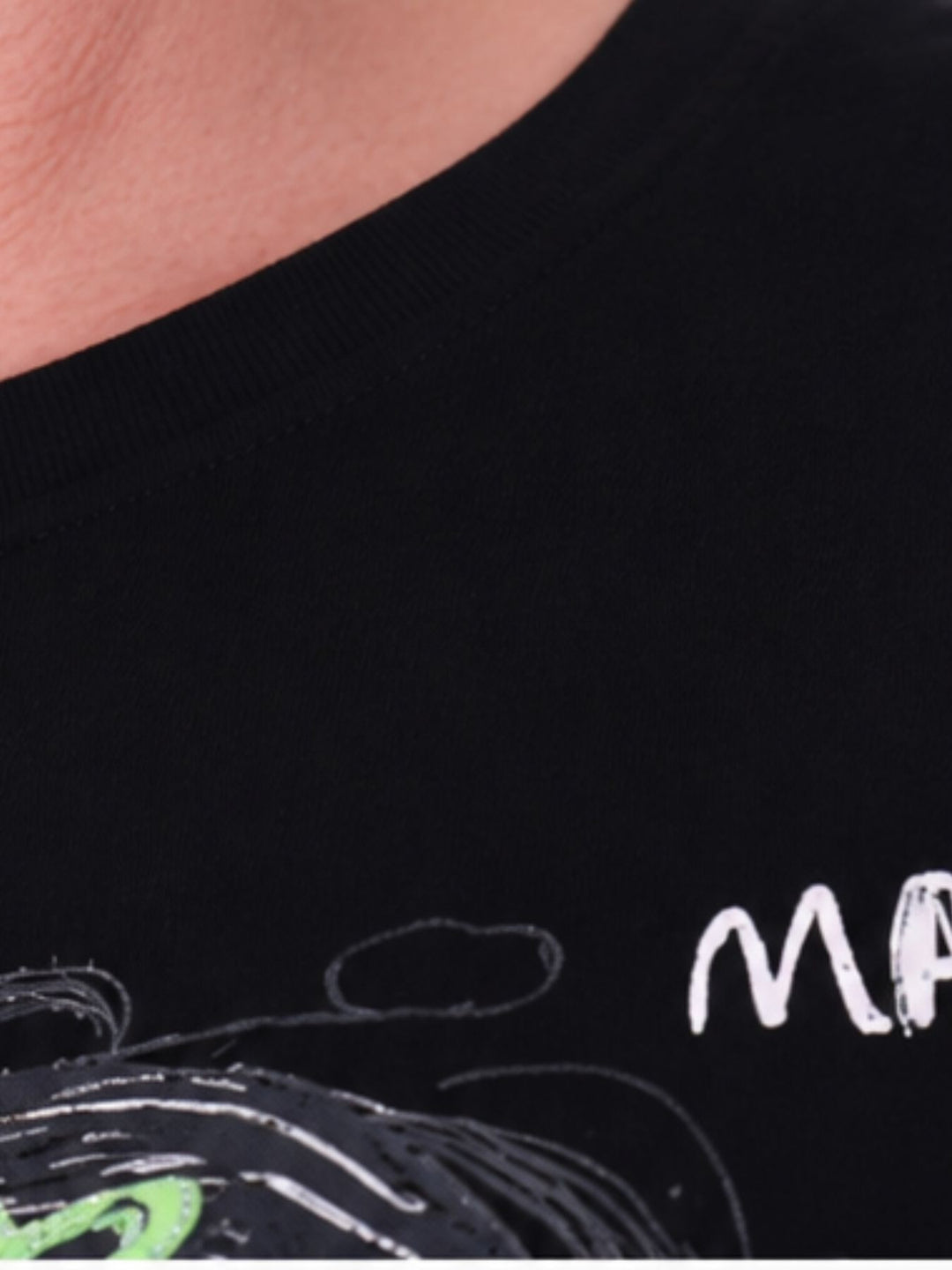 Longshirt Damen 1/2 Arm Manga Print und Straßsteine