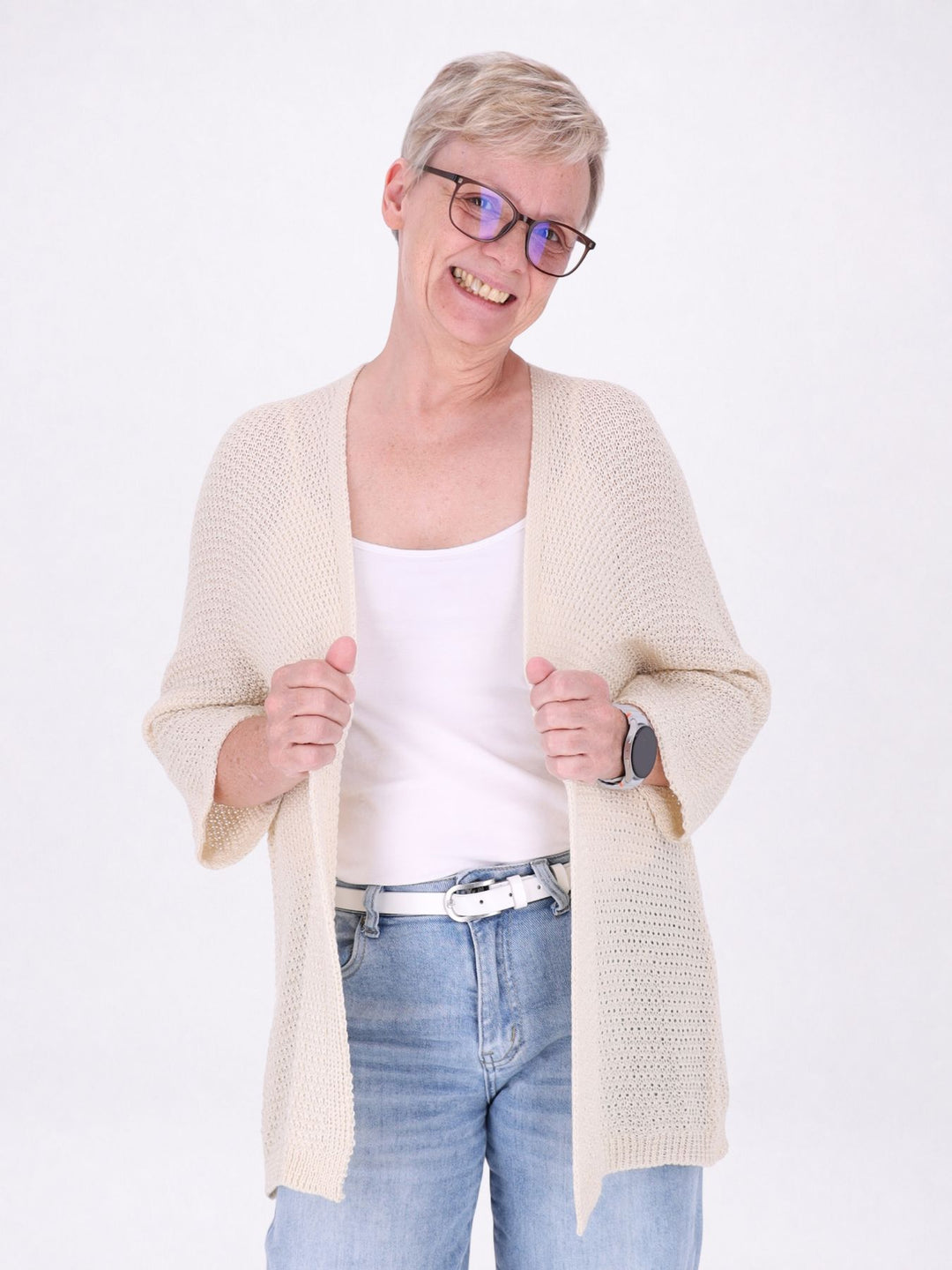 Strickjacke Damen offen 3/4 Arm
