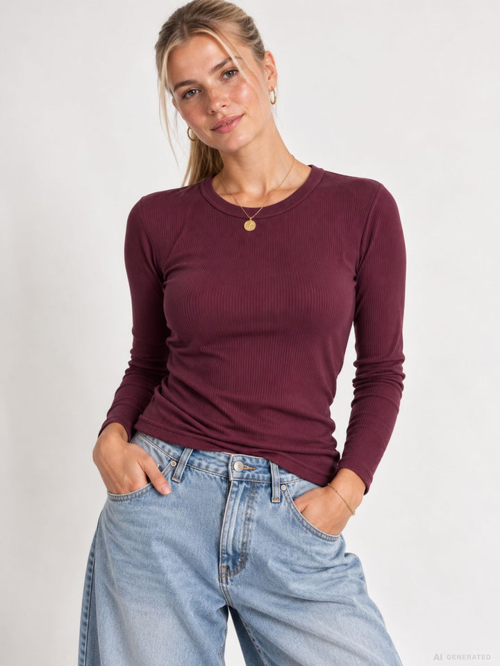 Strickpullover Damen Rundhals „LATINA“ – Rot