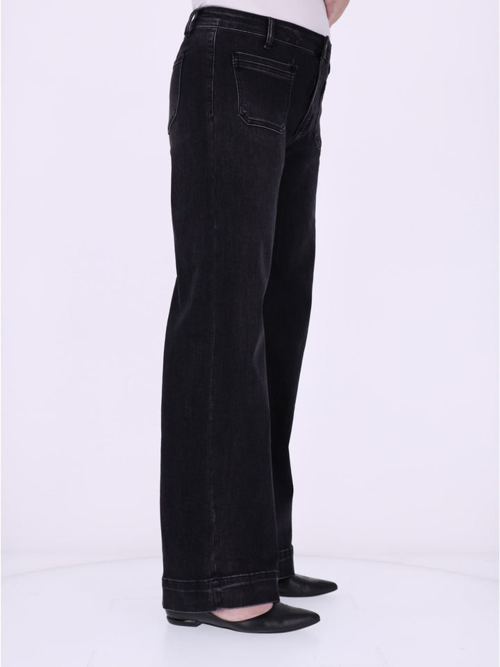 Damen Ballonhose Color Denim mit weitem Bein – Schwarz