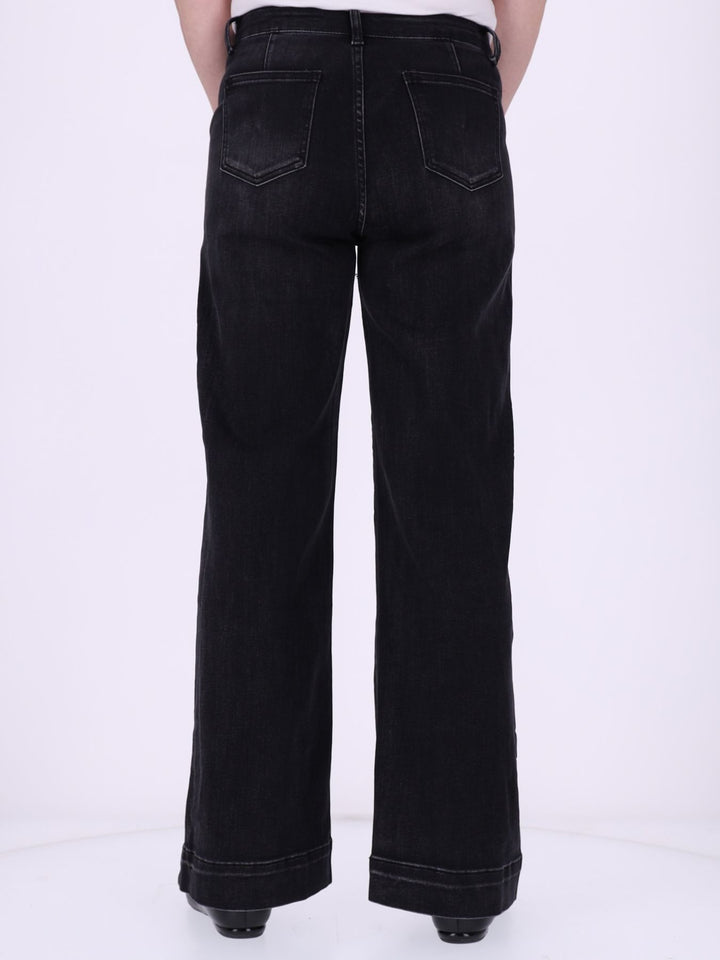 Damen Ballonhose Color Denim mit weitem Bein – Schwarz