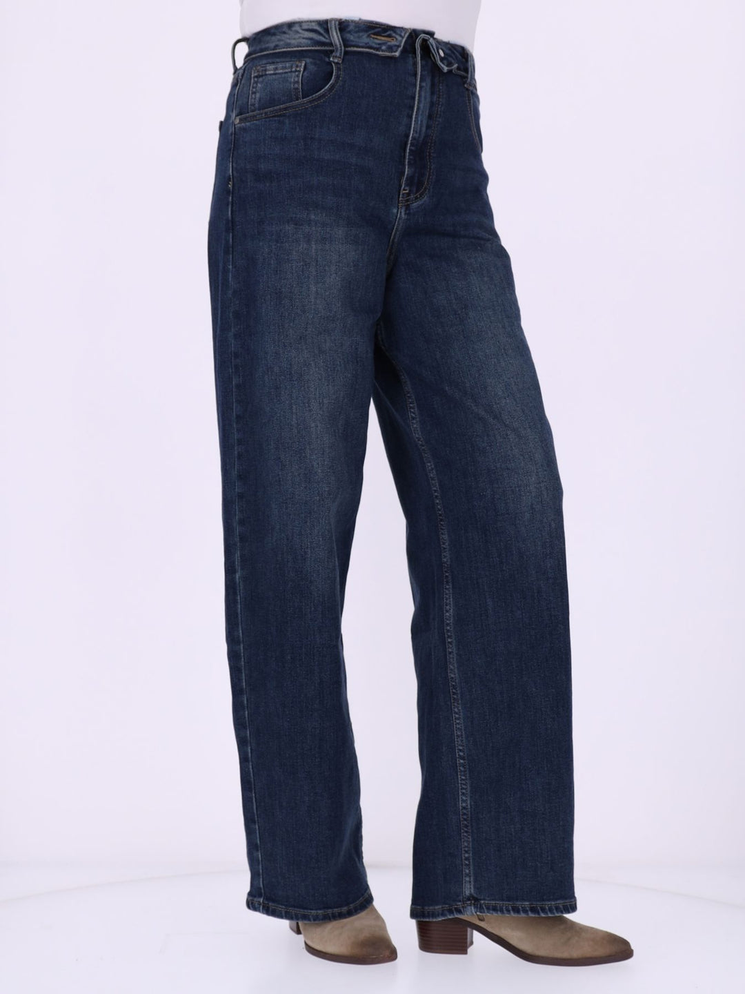 Damen Jeans im Ballonstyle mit umgeschlagenem Bund – used