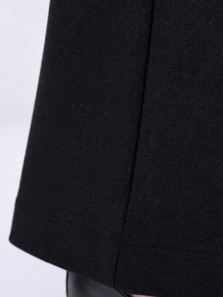 Damen Wide Leg Hose mit seitlichen Knöpfen – Schwarz
