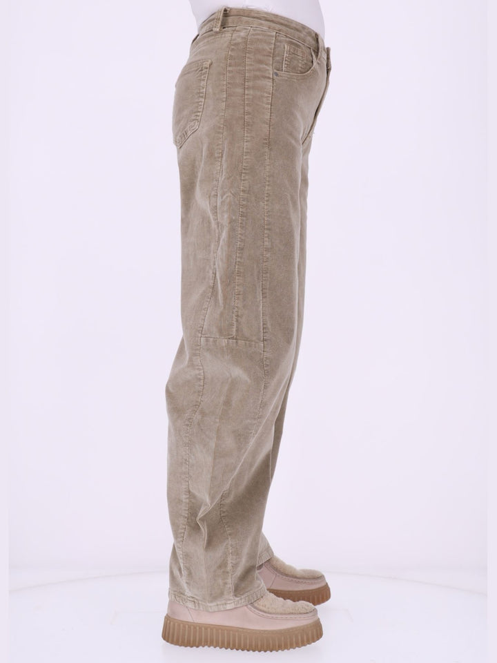 Damen Cordhose Barrel Fit – Albicocca