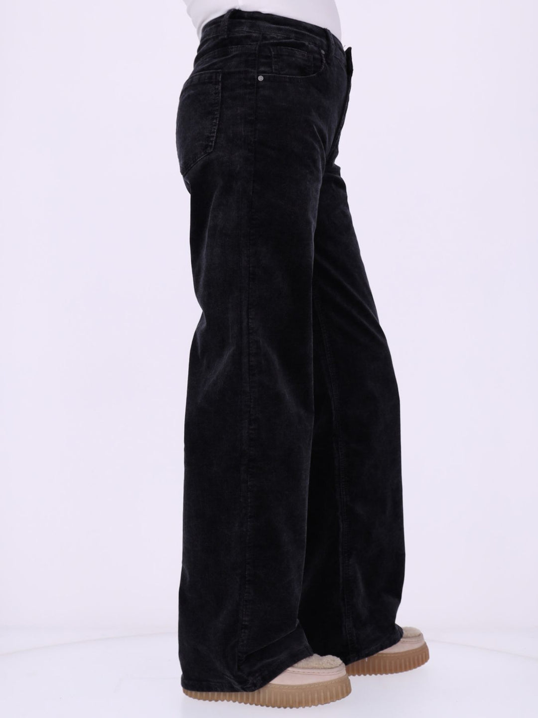 Straight Cordhose Damen weites Bein – Schwarz