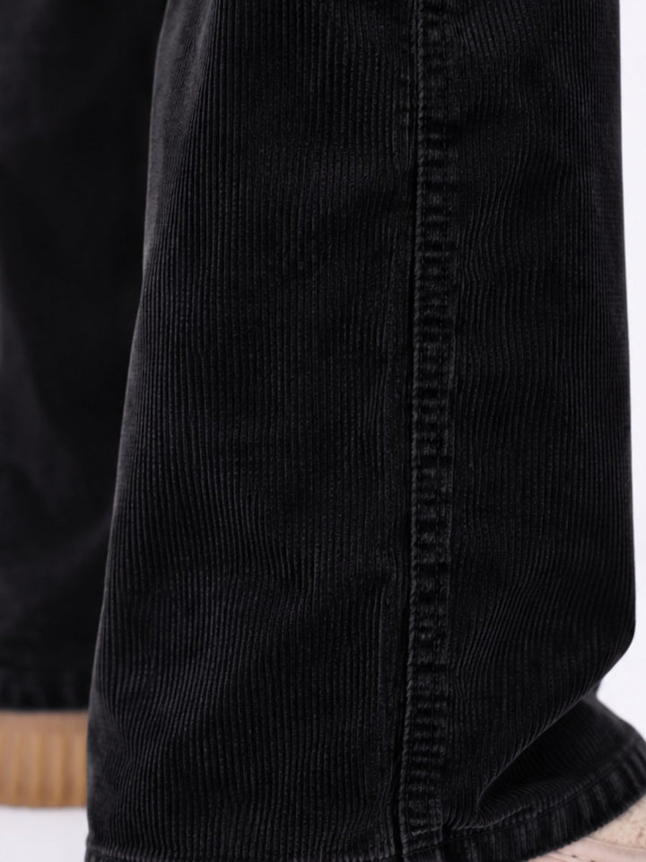 Straight Cordhose Damen weites Bein – Schwarz