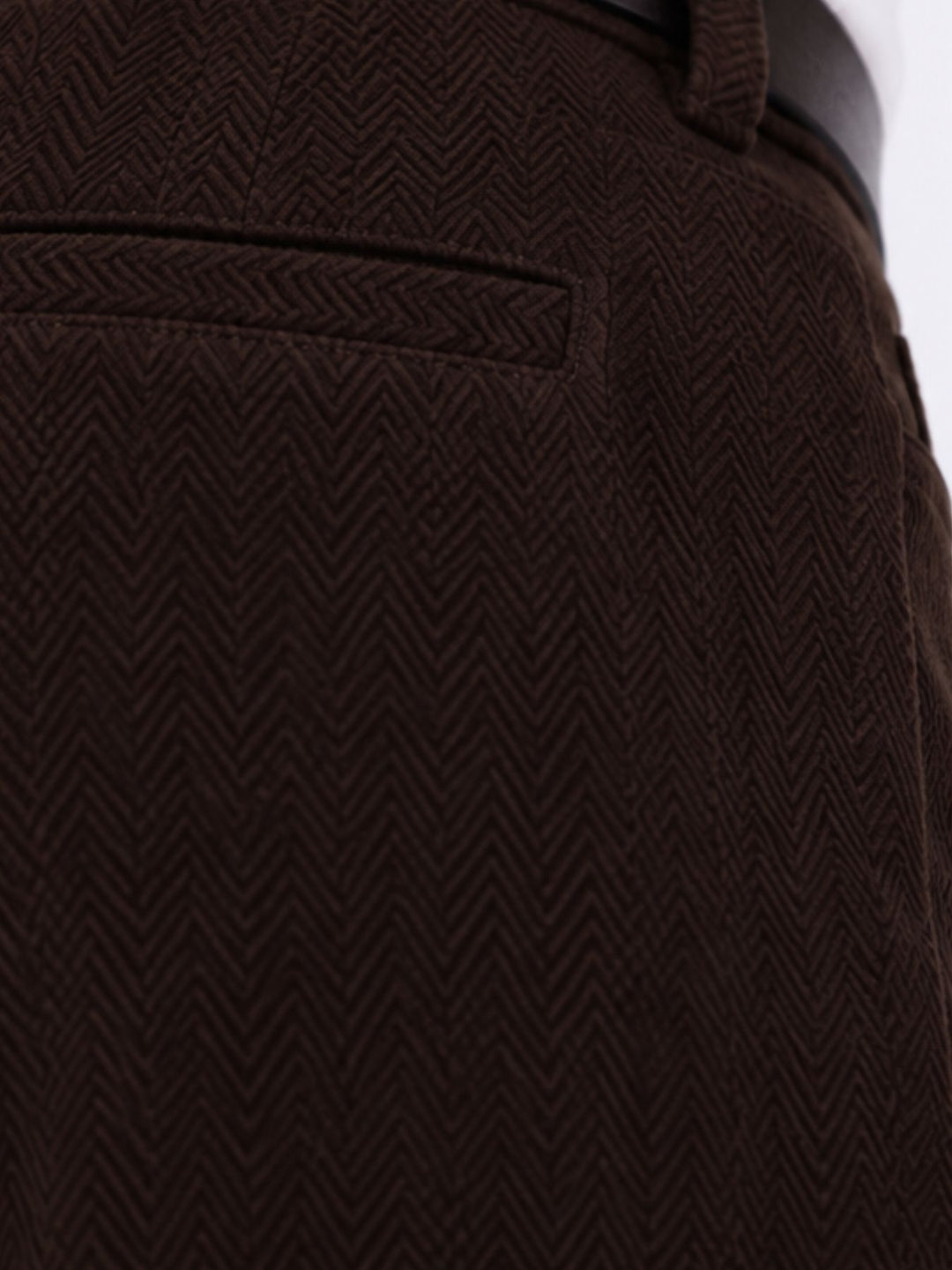 Damen Hose mit weitem Bein in Wolloptik ZIG ZAG – Brown