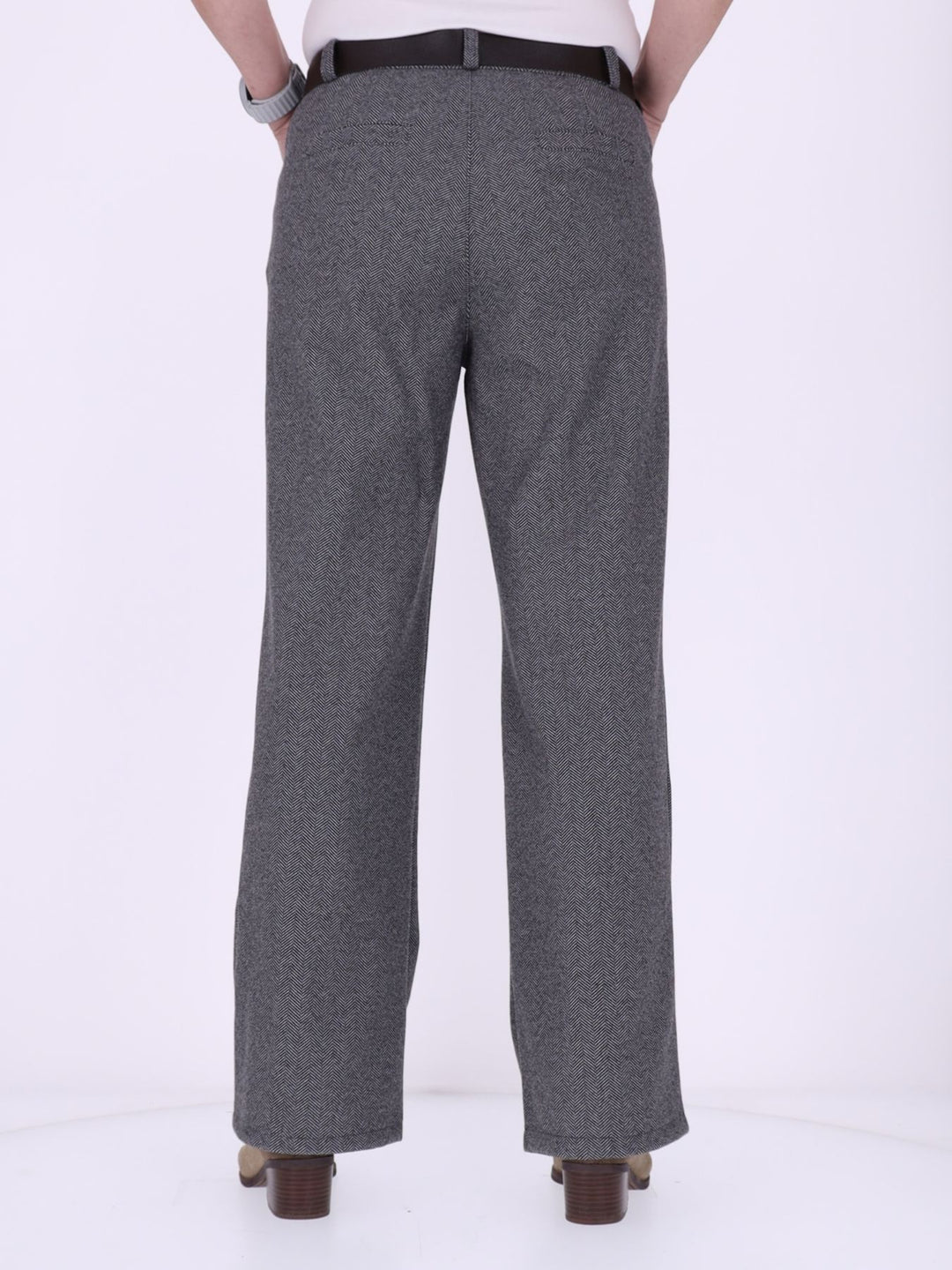 Damen Hose mit weitem Bein in Wolloptik ZIG ZAG – Grau