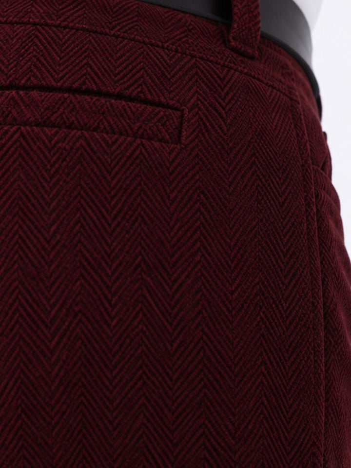 Damen Hose mit weitem Bein in Wolloptik ZIG ZAG – Bordeaux
