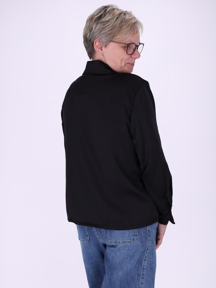 Schwarze Damenbluse mit Hemdkragen