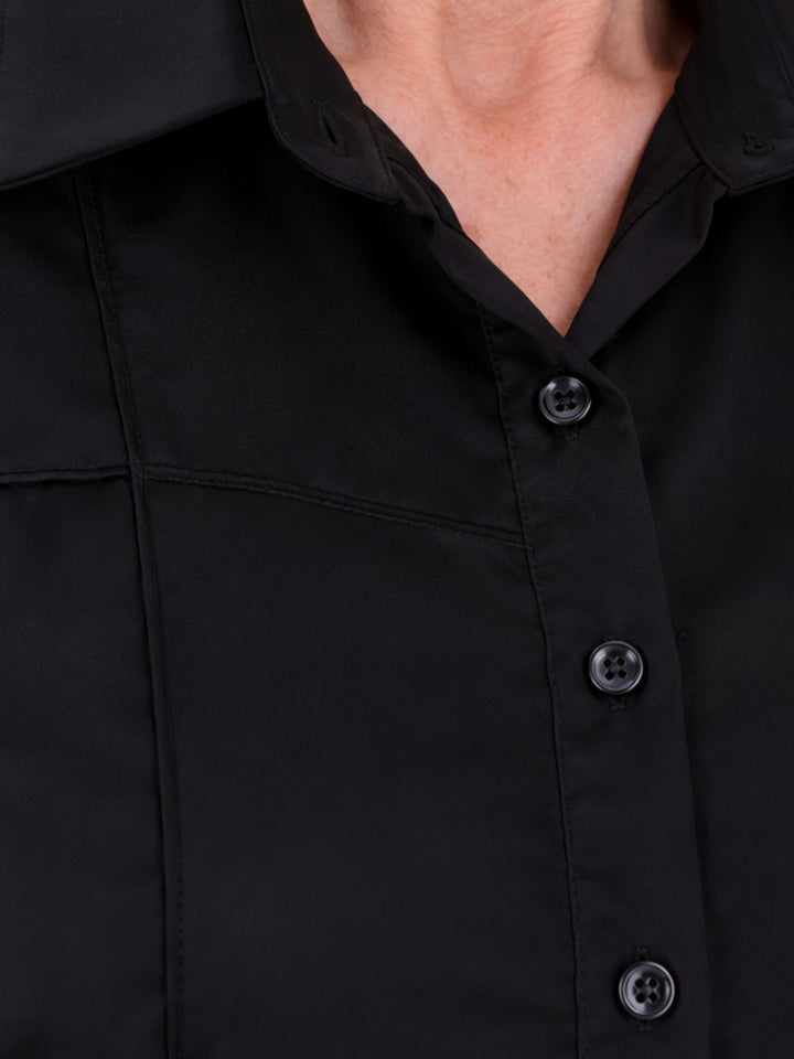 Schwarze Damenbluse mit Hemdkragen