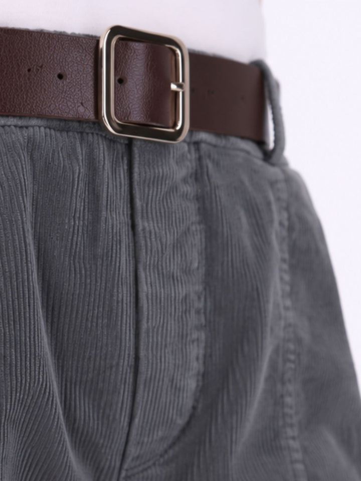 Damen Cordhose im Barrel Fit und Gürtel – Grau