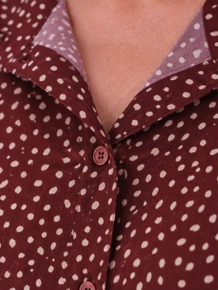 Bluse Damen Baumwolle AOP Tupfen