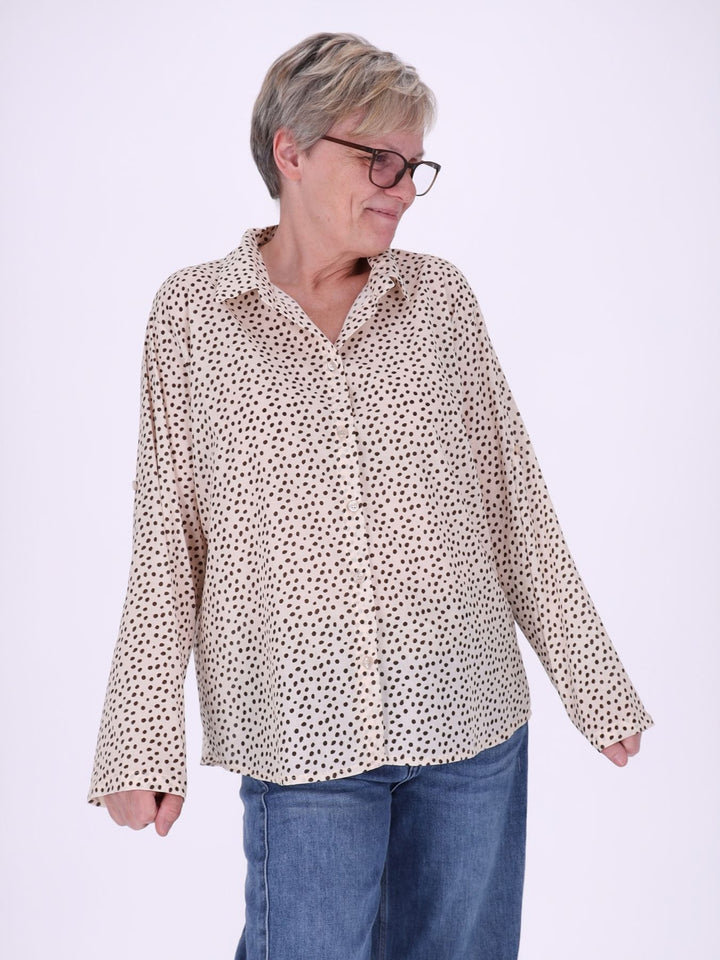 Bluse Damen Baumwolle AOP Tupfen