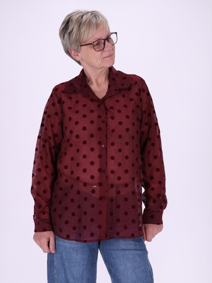 Bluse Damen leichte Qualität Punkte geflockt
