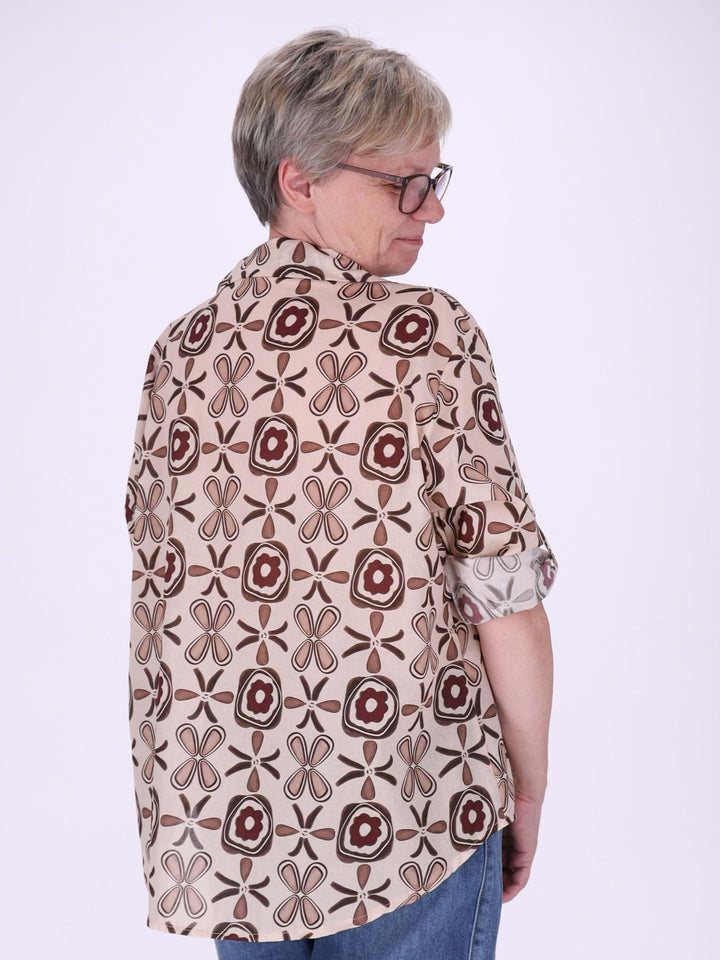 Bluse Damen Baumwolle AOP Blüten