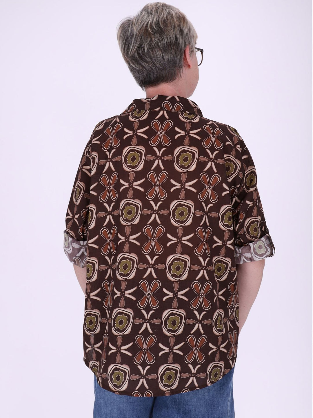 Bluse Damen Baumwolle AOP Blüten