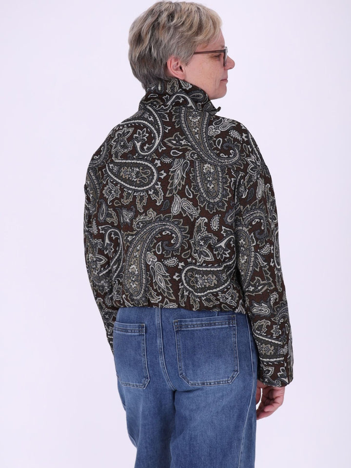 Damen Blousonjacke kurz Gobelin Paisley – Braun