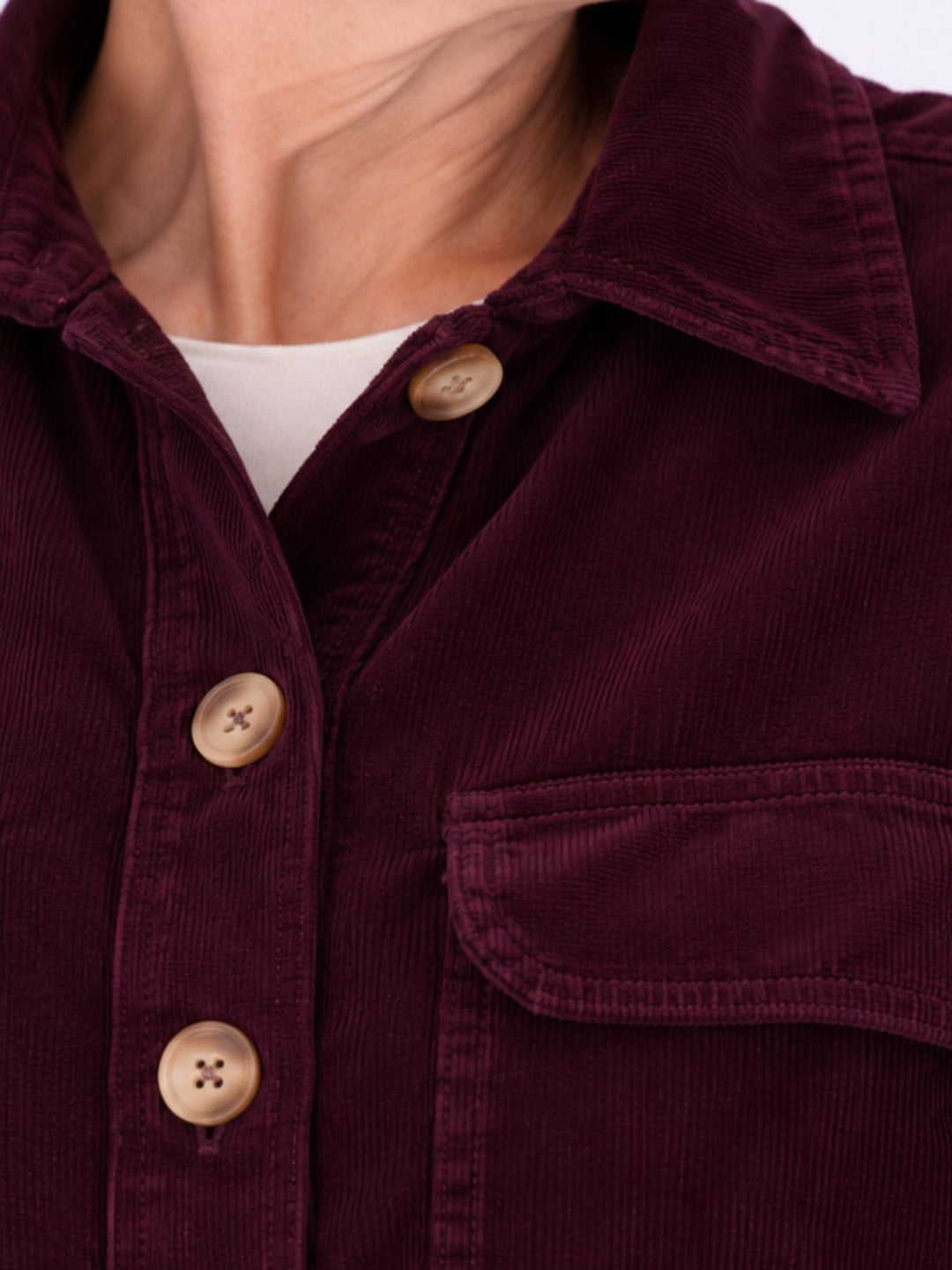Damen Cord-Overshirt Rot – mit kariertem Innenfutter