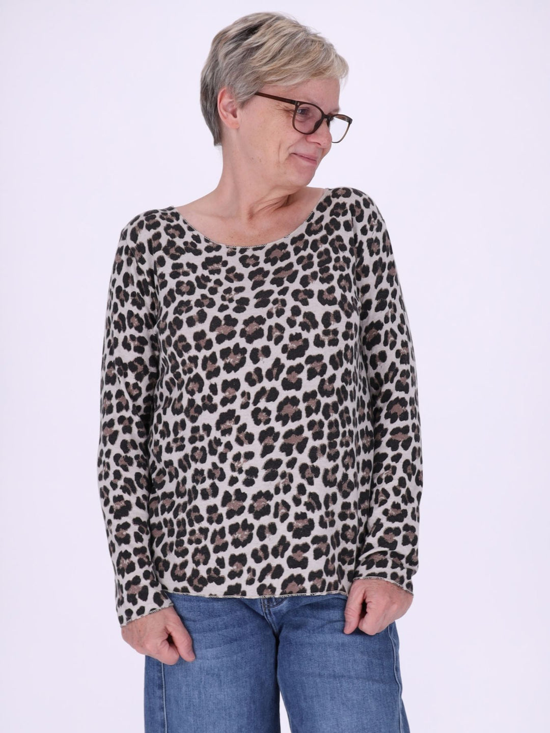 Shirt Damen Feinstrick AOP Leo