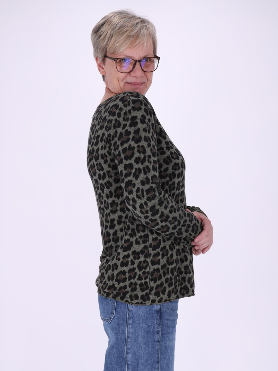 Shirt Damen Feinstrick AOP Leo