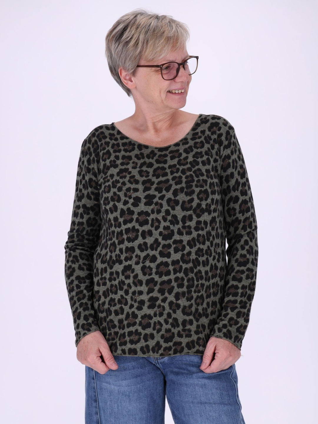 Shirt Damen Feinstrick AOP Leo